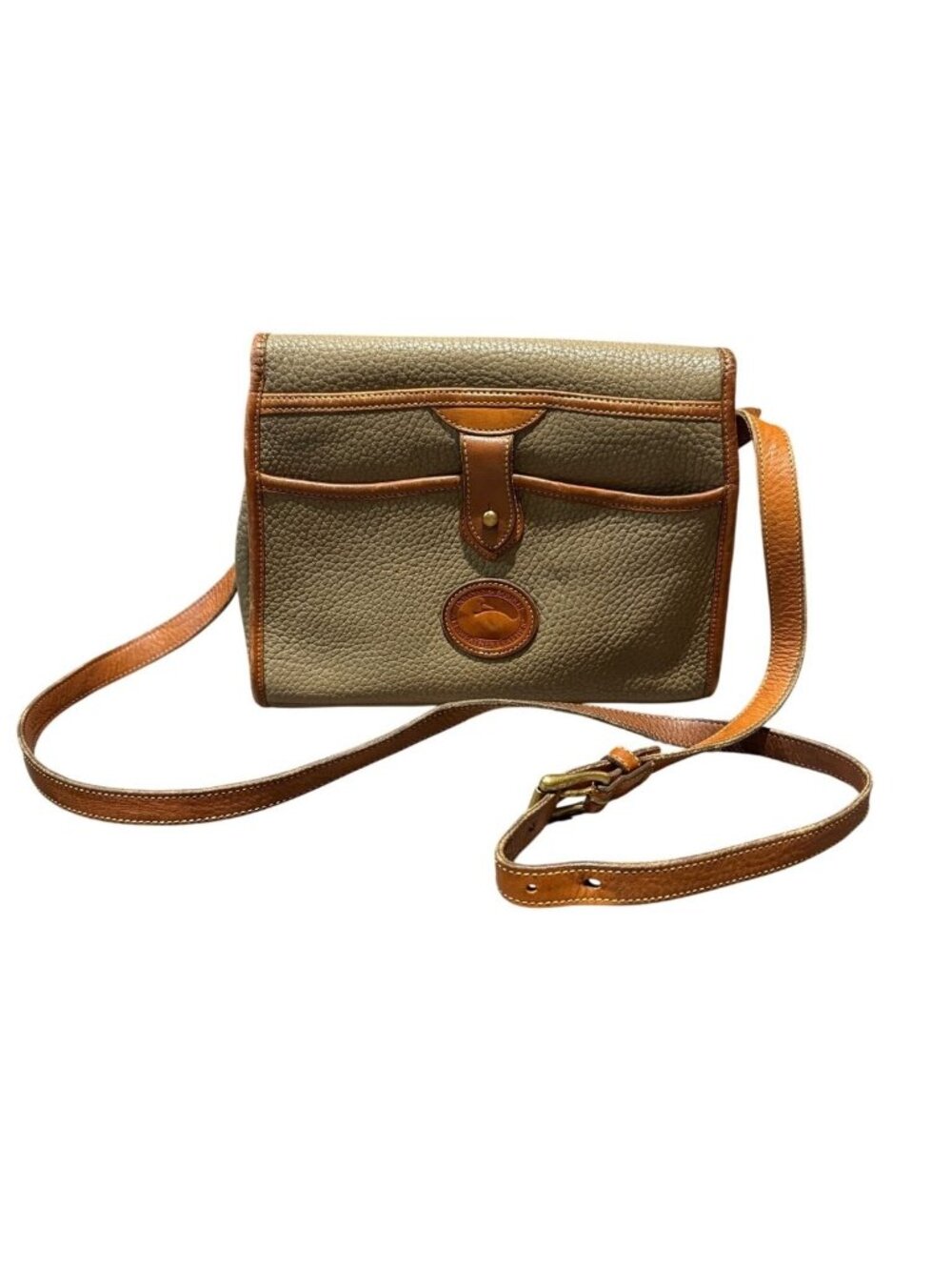 Dooney and Bourke Essex Crossbody Bag Taupe Tan All Weather Leather Vintage